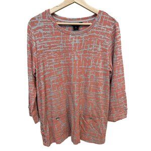 Ali Miles Coral and Gray Tunic Top